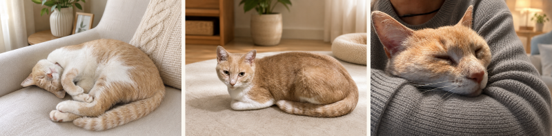 穏やかな表情でくつろぐ猫|安心している時の幸せな姿