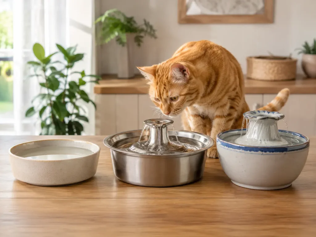 猫が水を飲まない時に考えたい給水器の選び方|給水機の材質
