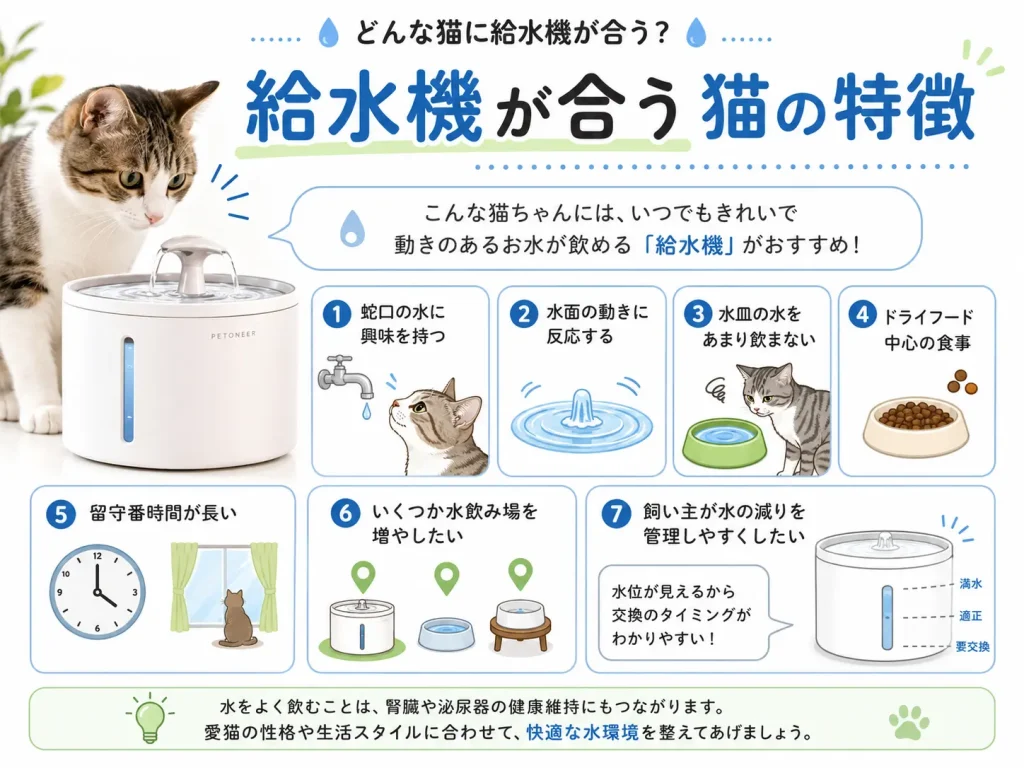 猫が水を飲まない時に考えたい給水器の選び方|給水機が合う猫