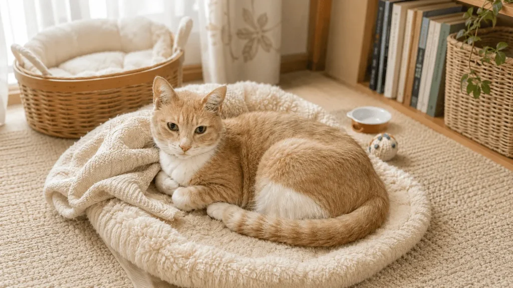 安心してくつろぐ猫|猫が幸せを感じる暮らしのイメージ