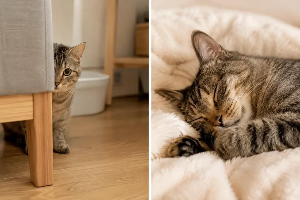安心して眠れるようになった保護猫